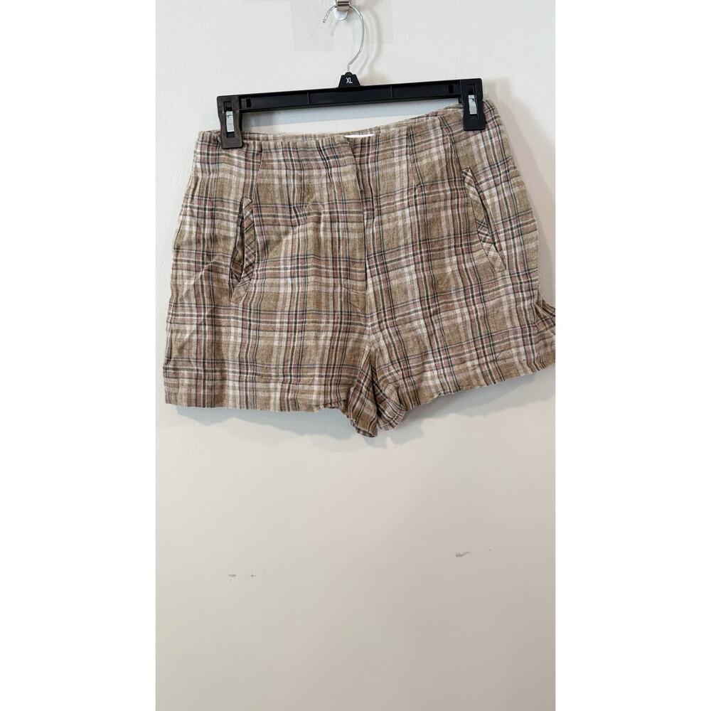 Veronica Beard Jazmin Short Size 4 Plaid Sage Multi Linen Flat Front $378 - Picture 2 of 12